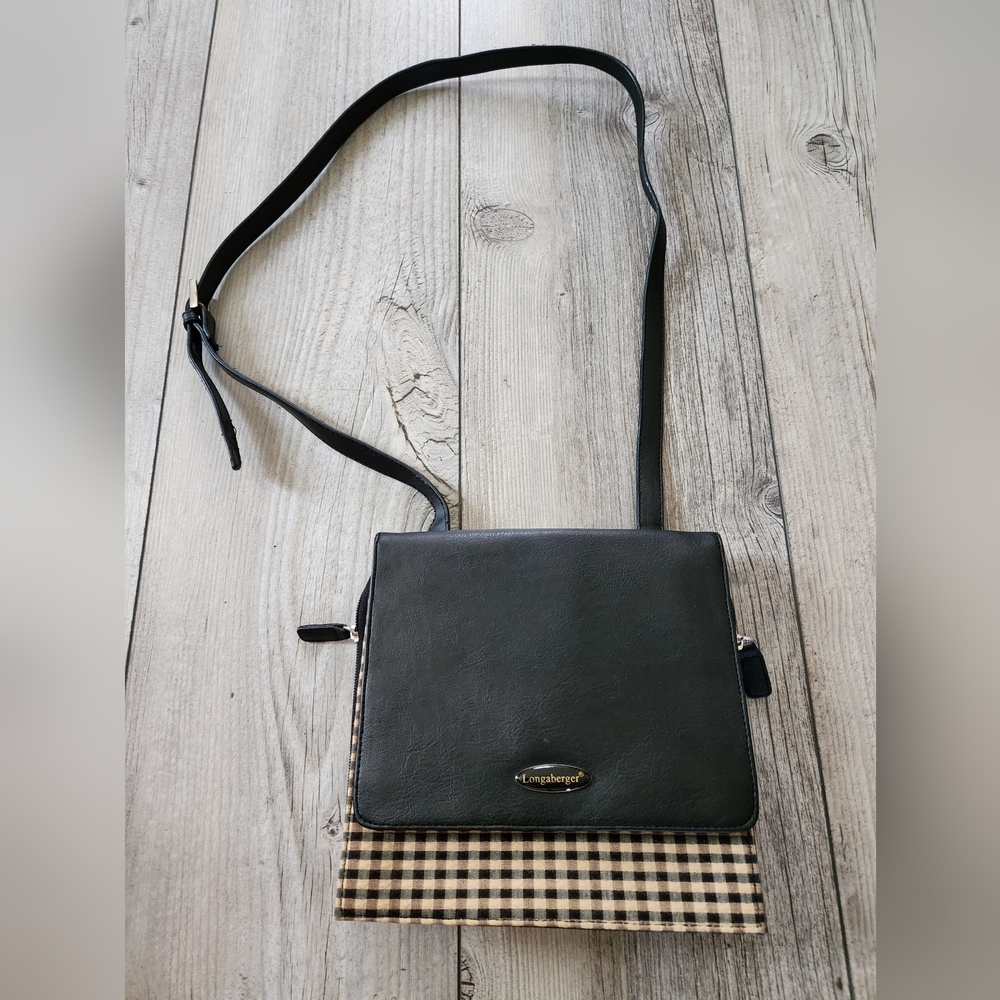 Longaberger Black and Tan Checkered Crossbody